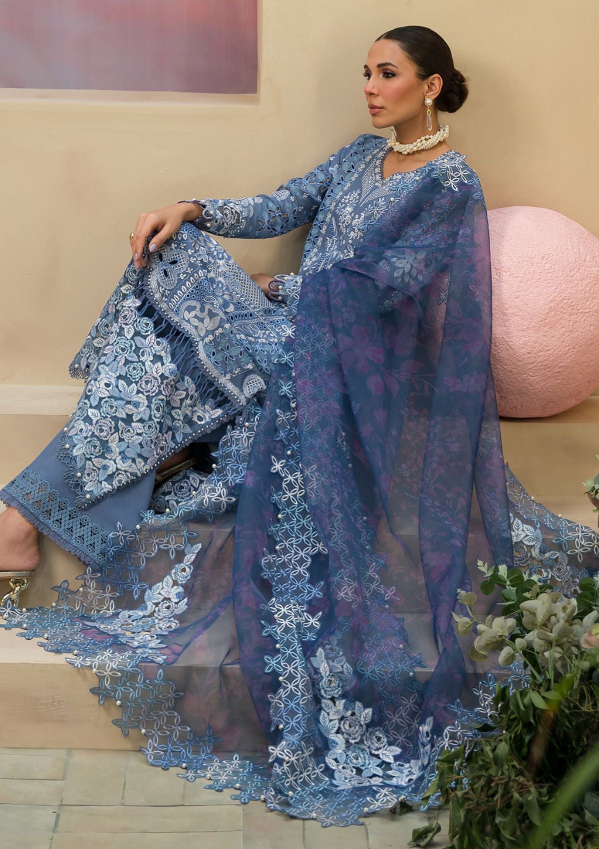 Lawn Collection - Afrozeh - The Painted Garden - Indigo Ink