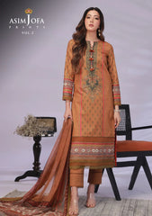 Lawn Collection - Asim Jofa - Basic - Print - 3 Pcs - AJBP#37