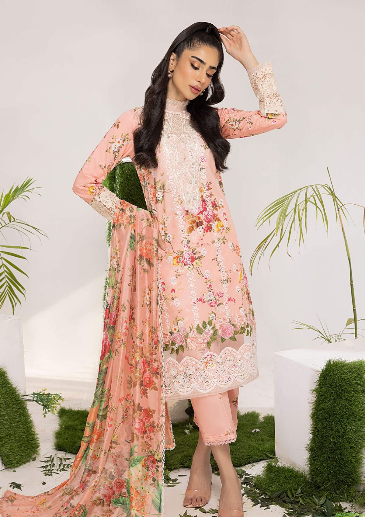 Lawn Collection - Asifa & Nabeel - Aleyna - V02 - PEONY (ALV-08)