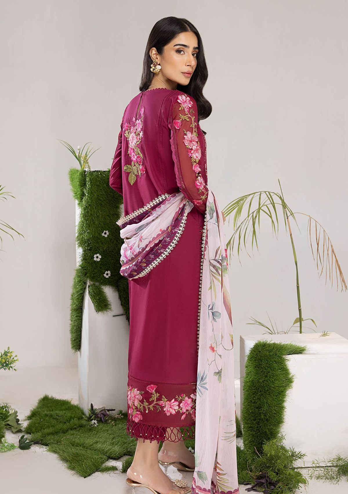 Lawn Collection - Asifa & Nabeel - Aleyna - V02 - CRANBERRY (ALV-09)