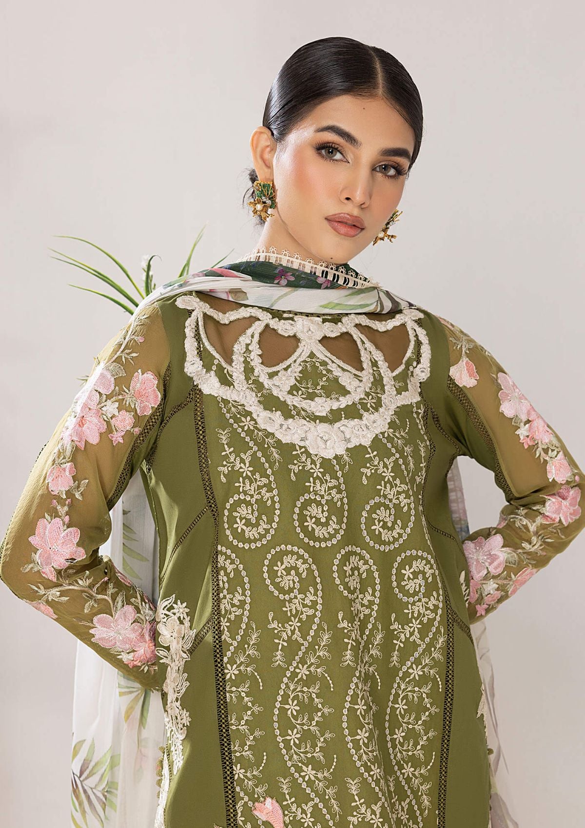 Lawn Collection - Asifa & Nabeel - Aleyna - V02 - OLIVE (ALV-10)