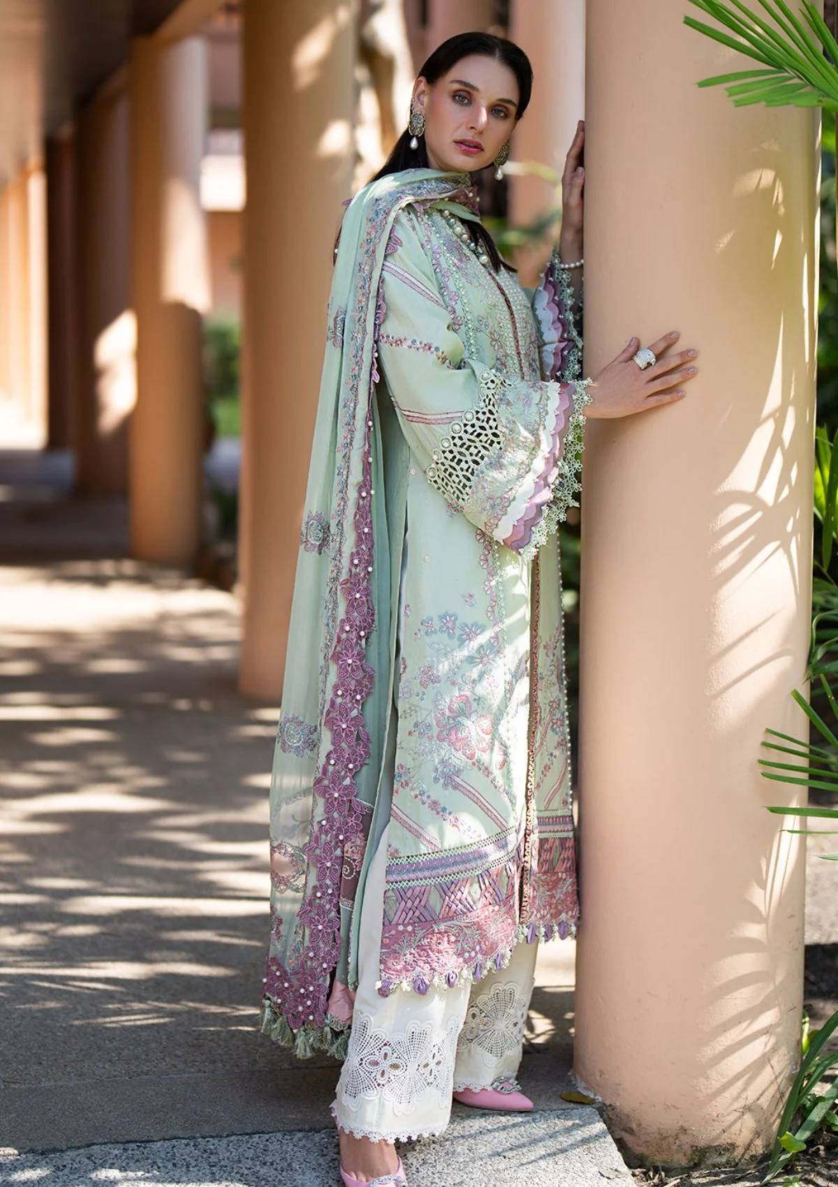 2Pc Printed Arabic Silk Lawn Set ASLS-A25-0004