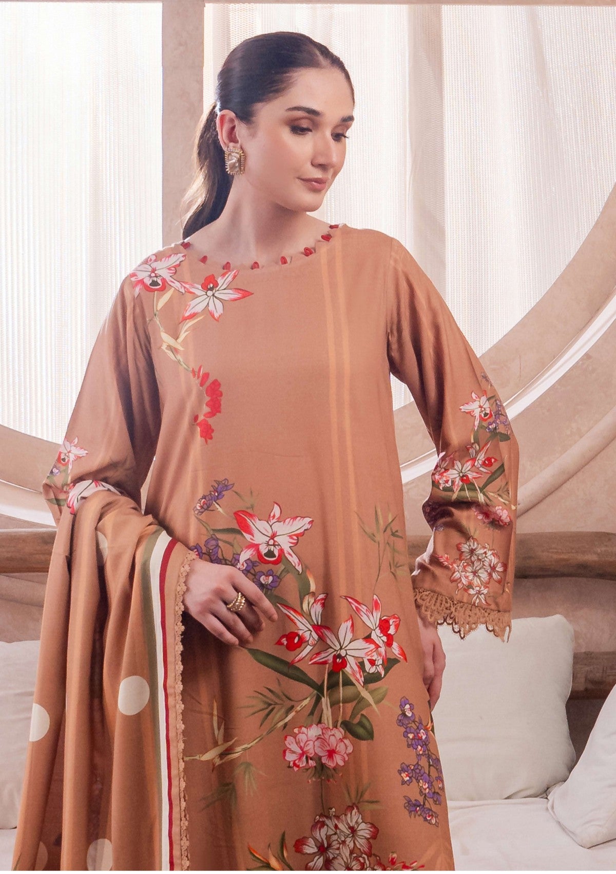 Winter Collection - Meerak - Fiore - 3 Piece - MFL24#01 - Dune