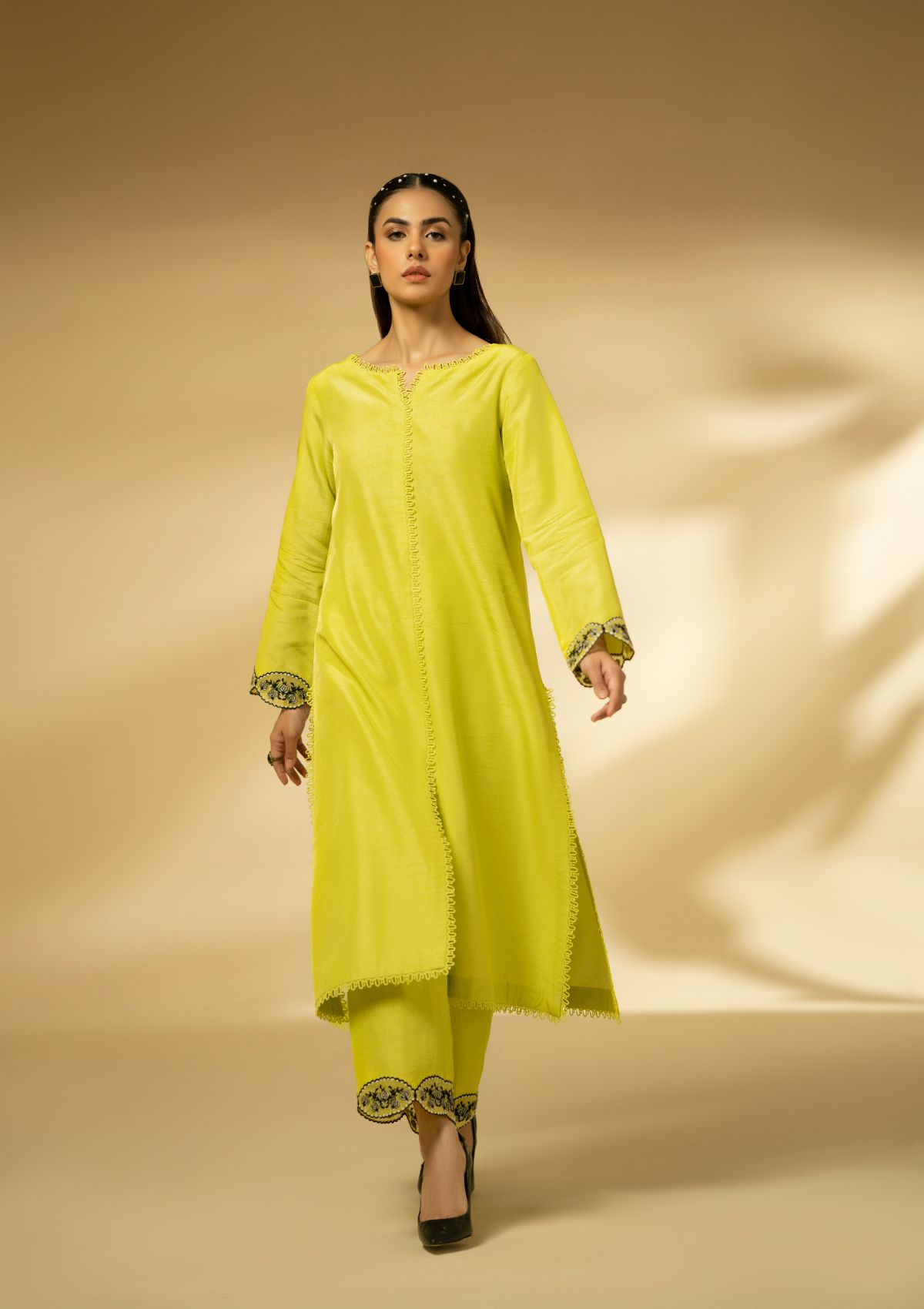 Winter Collection - Fozia Khalid - Silk Edit - Lime Zest - D#13