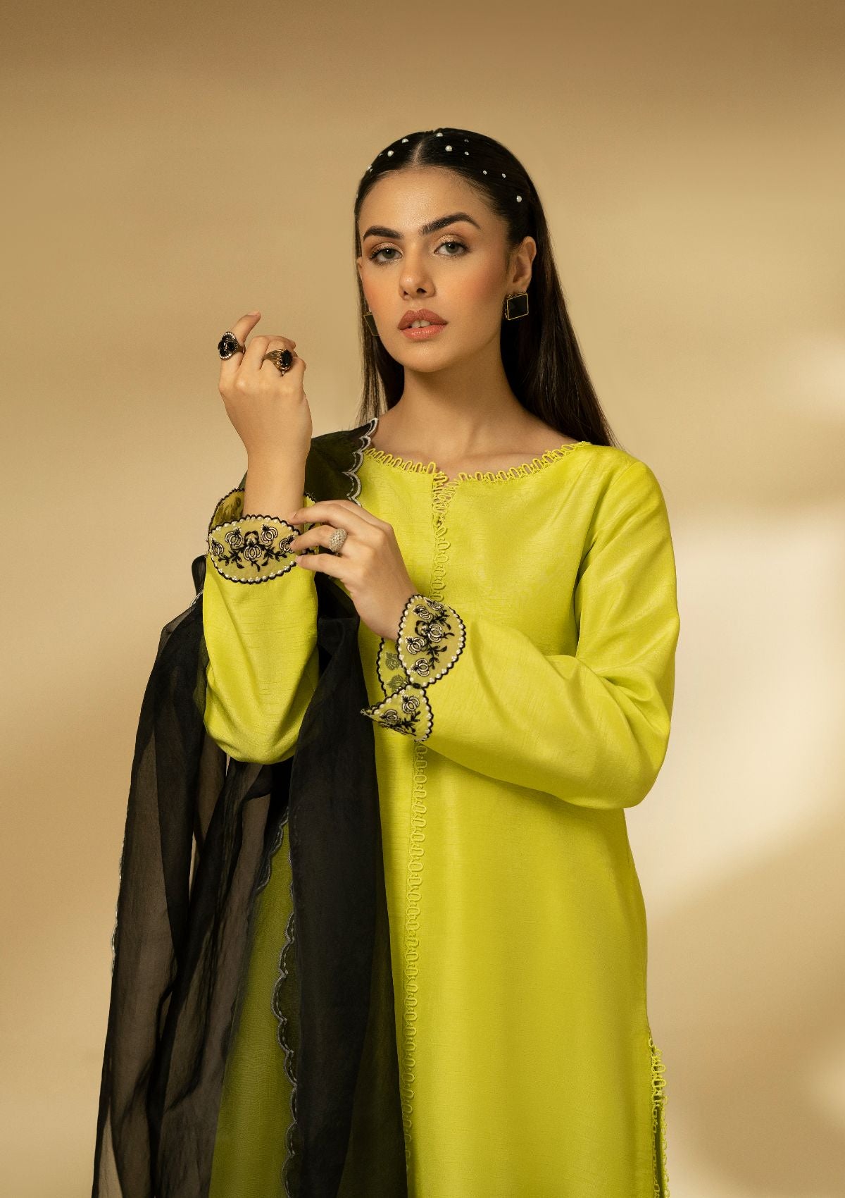 Winter Collection - Fozia Khalid - Silk Edit - Lime Zest - D#13