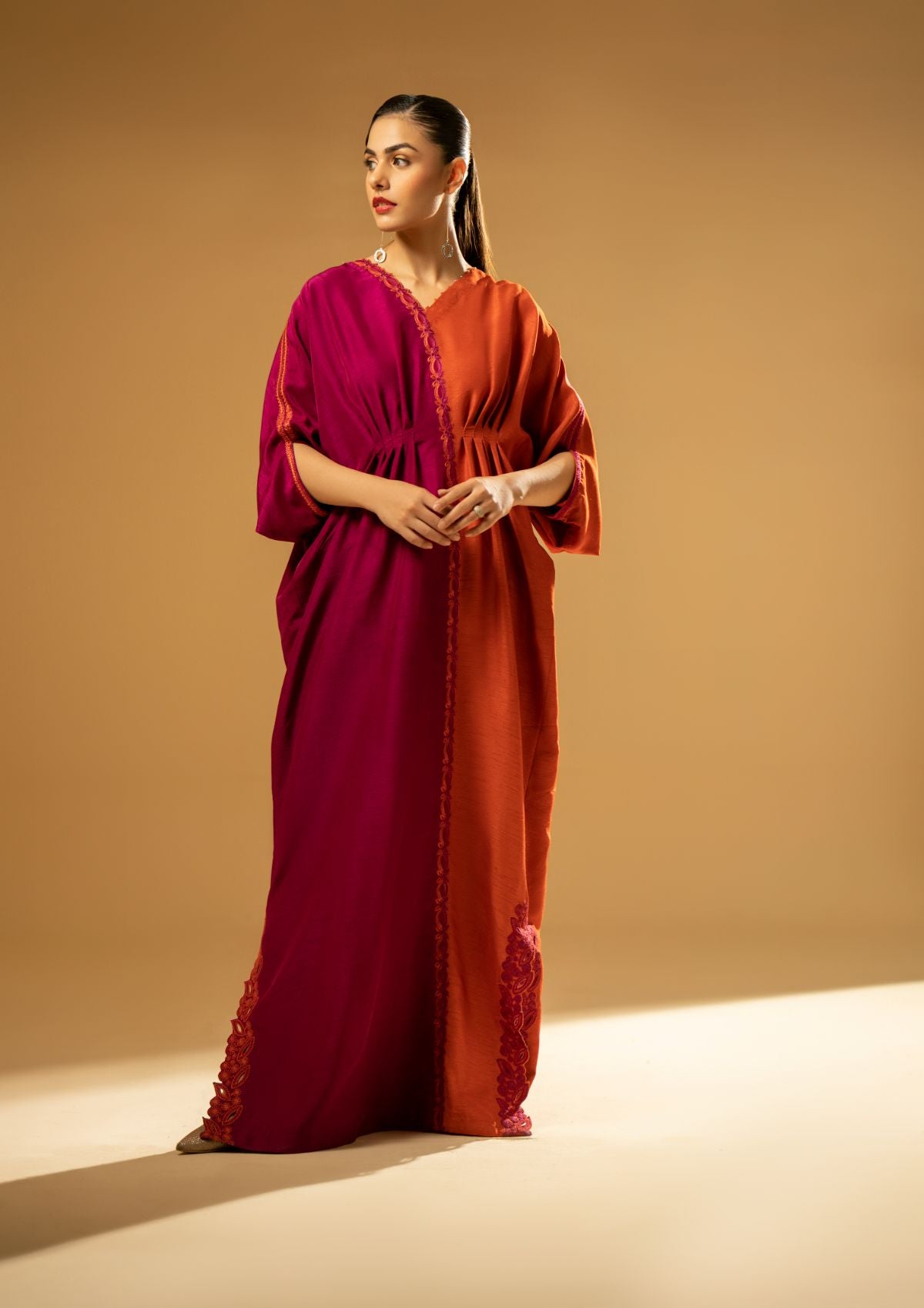 Winter Collection - Fozia Khalid - Silk Edit - Split Tone Kaftan - D#07