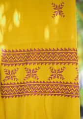 Wool Needle Work Shawl D - 50 - Mustard