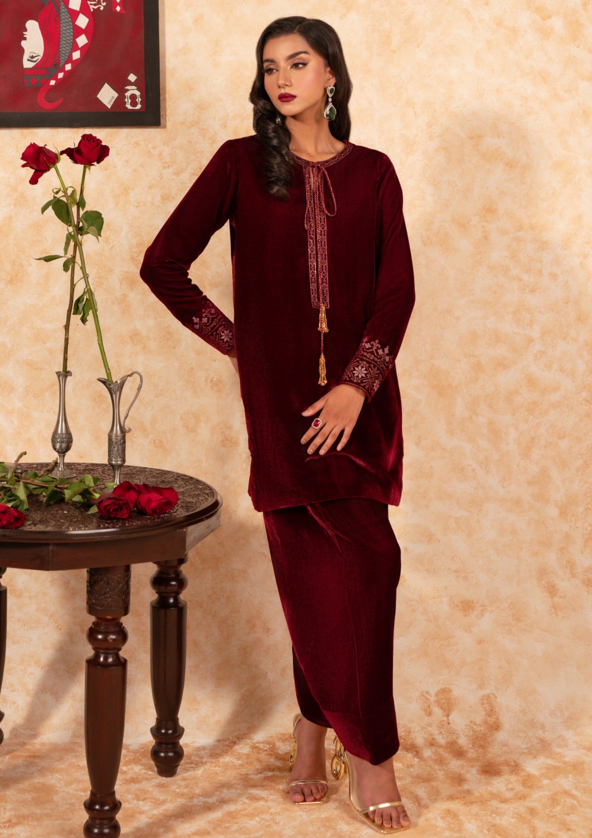 Pret Collection - Fozia Khalid - Velvet Deck 24 - Garnet