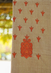 Wool Embroidered Shawl D - 26 - BROWN