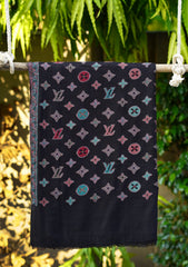 Pashmina Kaani Jamawar Shawl D - 140 - Black