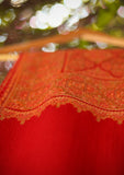 Wool Embroidered Shawl D - 14 - Red