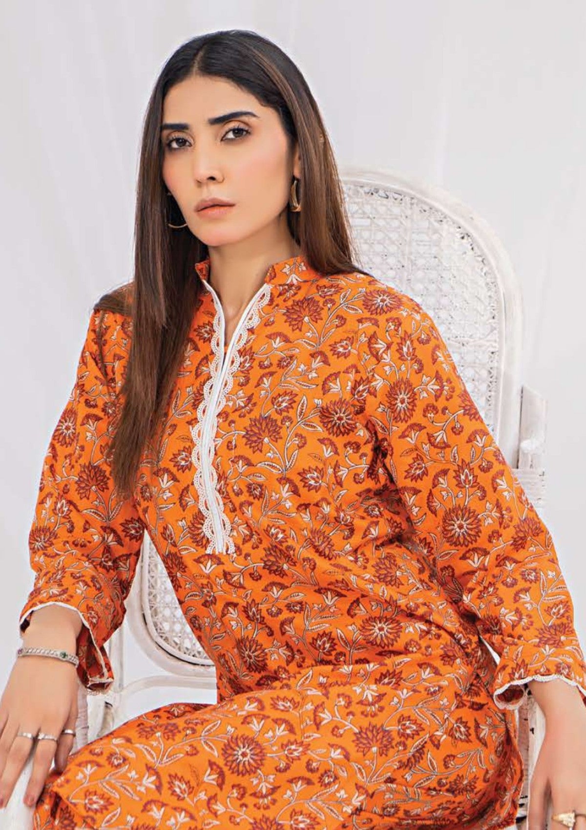 Winter Collection - Sana & Samia - Cambric Edit - LS#091 - Tangerine