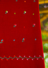 Wool Needle Work Shawl D - 56 - Red