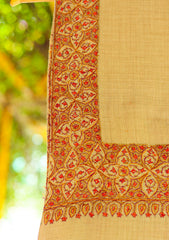 Pashmina Kashmiri Work Shawl D - 01 - Beige