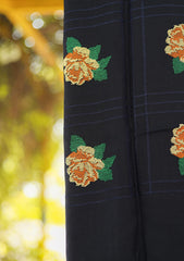Wool Embroidered Shawl D - 20 - N Blue