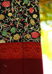 Wool Embroidered Shawl D - 17