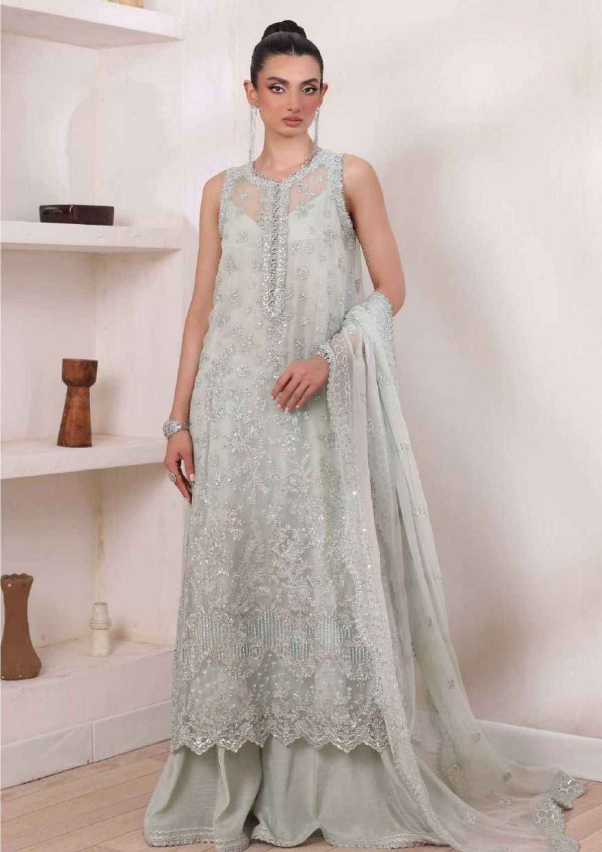 Formal Collection - Noor - Saadia Asad - Chiffon - De Luxe - NCD24#08 - Sage