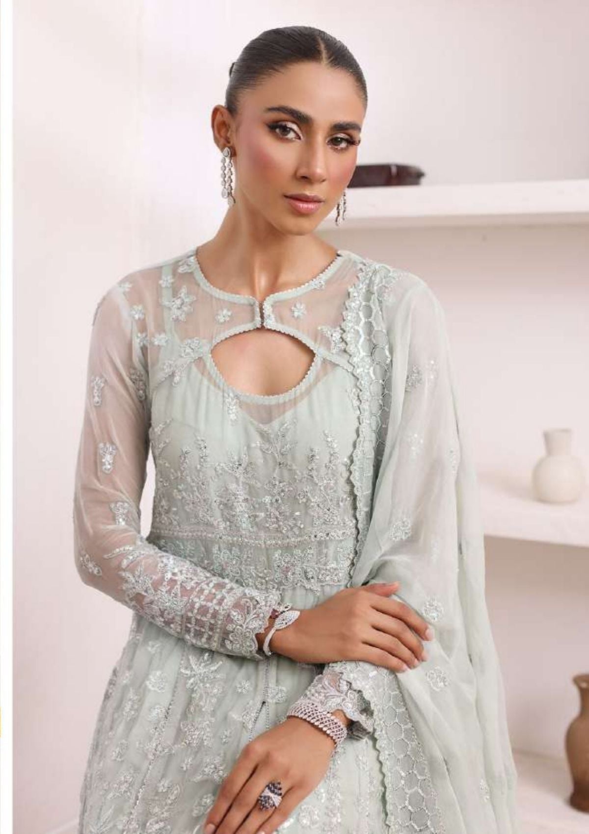 Formal Collection - Noor - Saadia Asad - Chiffon - De Luxe - NCD24#08 - Sage