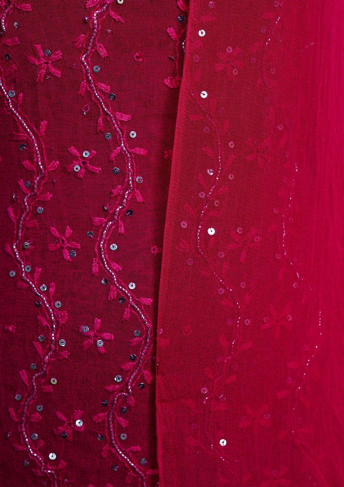 Winter Collection - Riwaj - Bamber Chikankari W/ Sequence Work - SH Pink