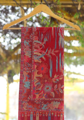Pure Pashmina Kaani Jamawar Shawl D - 120 - RED