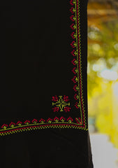 Wool Needle Work Shawl D - 56 - BLACK