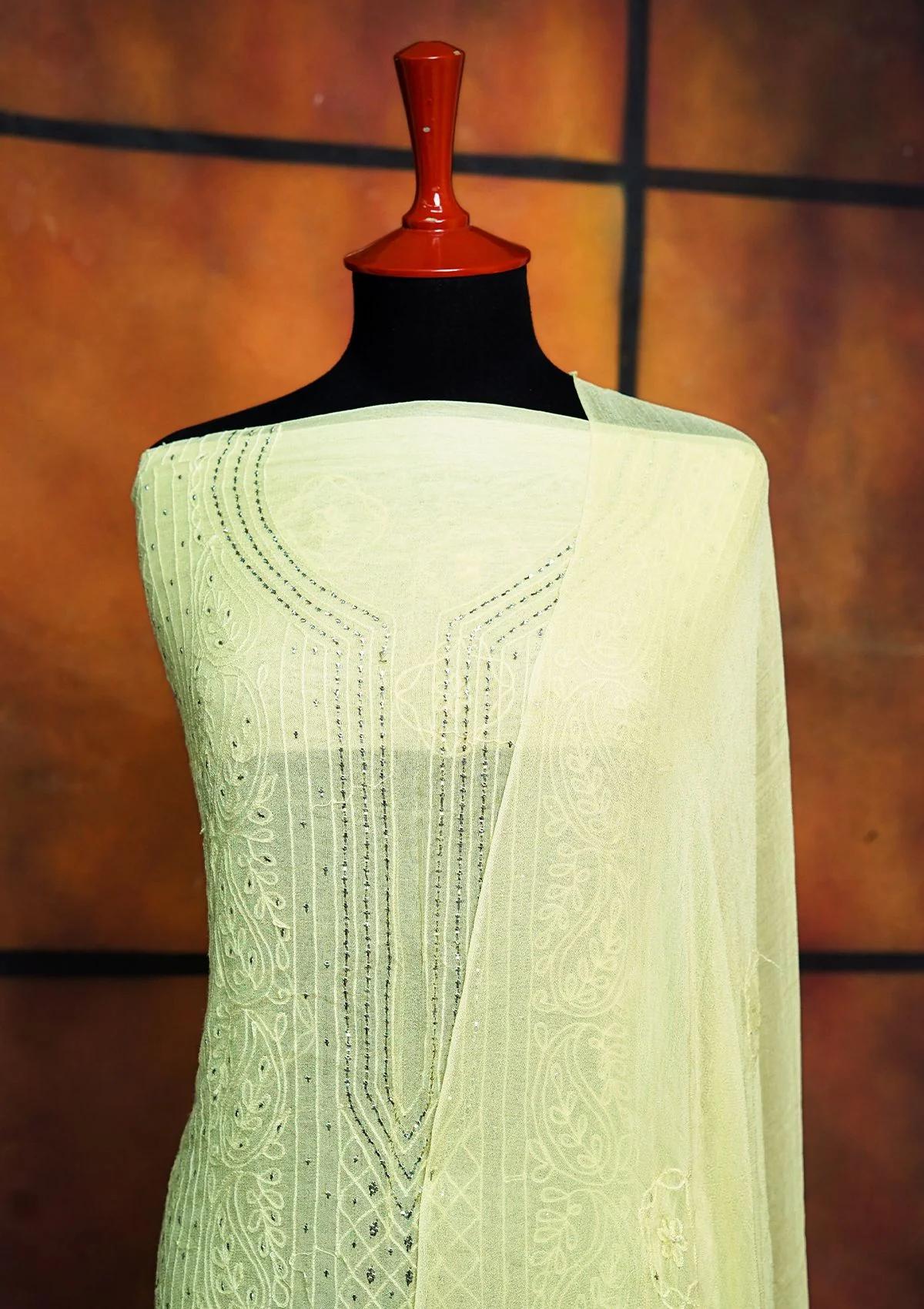 Winter Collection - Riwaj - Bamber Chikankari W/ Mukesh Work - L Yellow