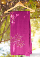 Wool Needle Work Shawl D - 56 - Magenda