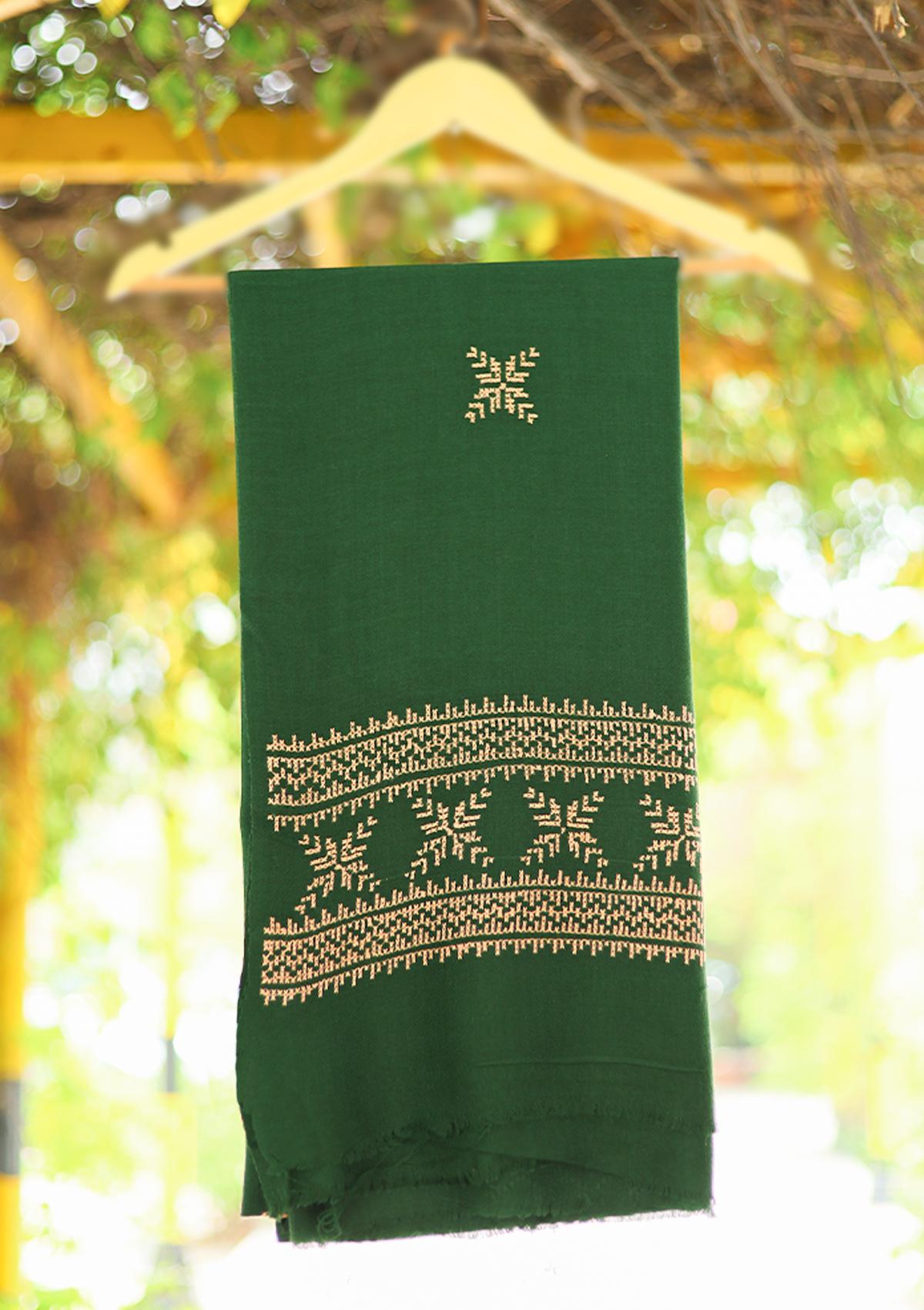 Wool Needle Work Shawl D - 50 - D GREEN