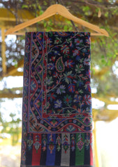 Pure Pashmina Kaani Jamawar Shawl D - 116 - BLACK