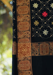 Wool Embroidered Shawl D - 18 - BLACK