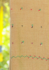Wool Needle Work Shawl D - 58 - B Brown