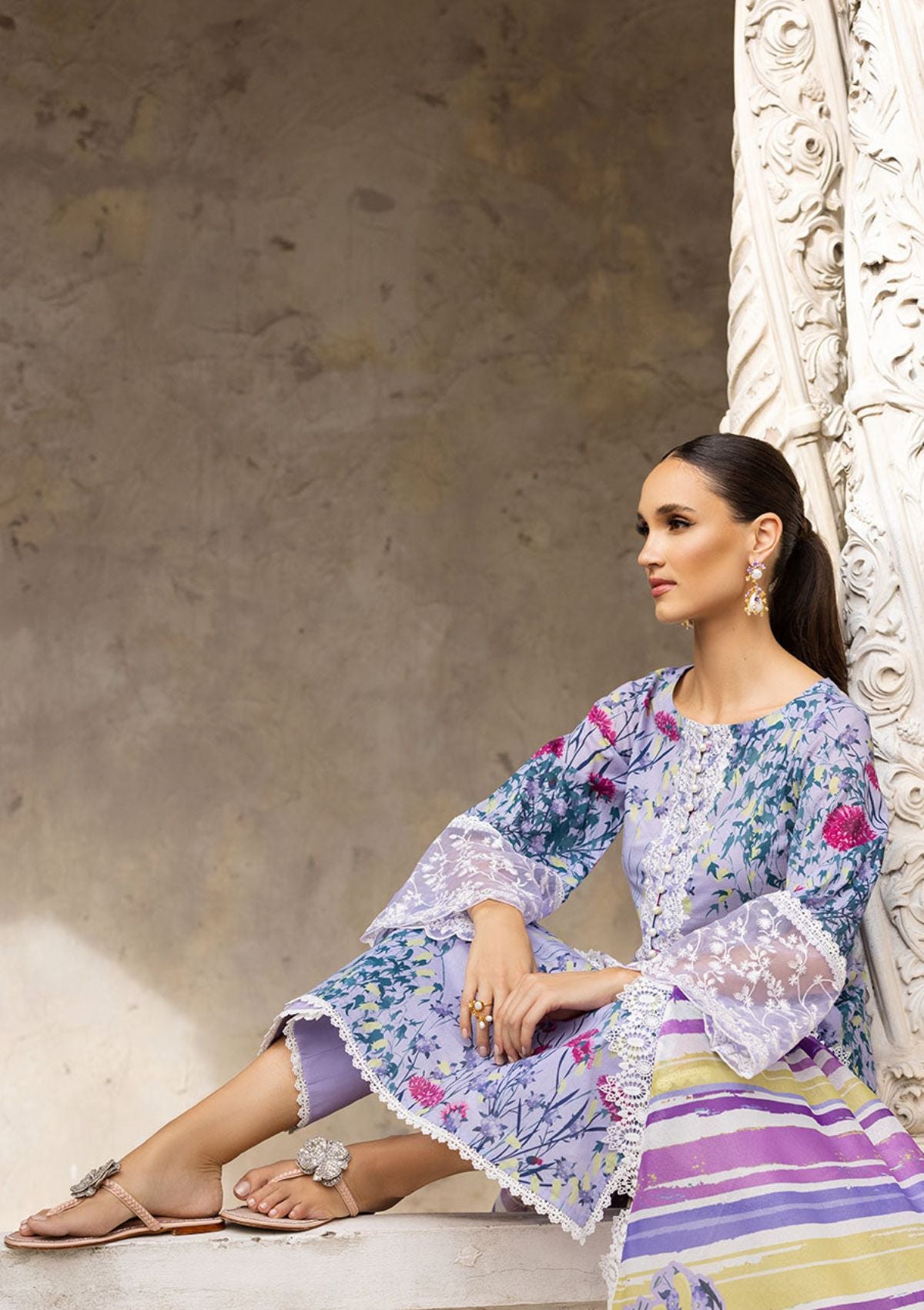 Lawn Collection - Zainab Chottani - Tahra - ZCT#10B - FROSTY ORCHID