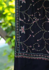 Pure Pashmina Kashmiri Work Shawl D - 19B - Black