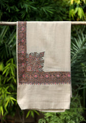 Pashmina Emb Palu Border Shawl D - 01 - Brown