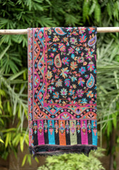 Pashmina Kani Jamawar Shawl D - 142 - Black
