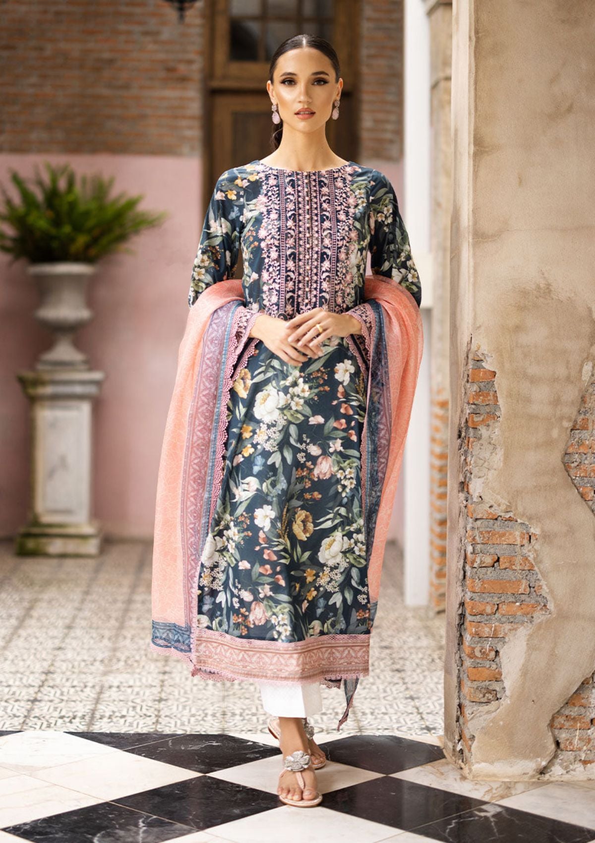 Lawn Collection - Zainab Chottani - Tahra - ZCT#1B - JADE CHARM