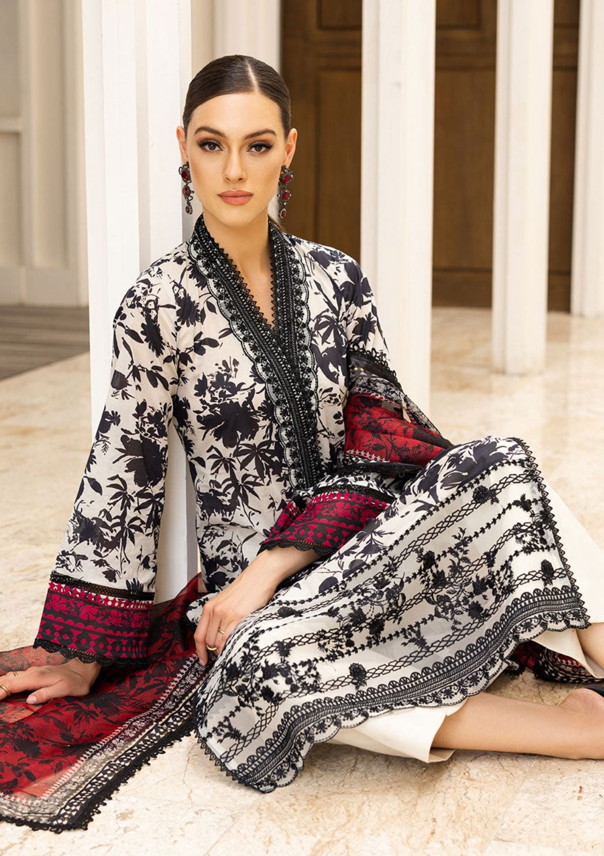 Lawn Collection - Zainab Chottani - Tahra - ZCT#5B- MYSTI PEONY