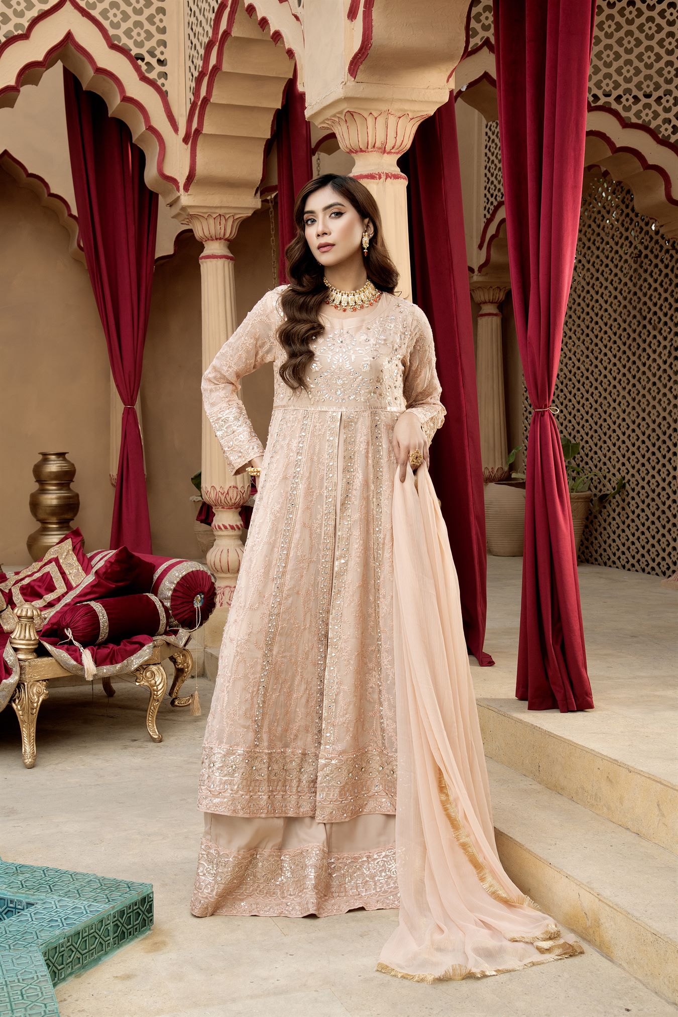 Pret Collection - Manahils - Jal Pari - KURTI-B-007-PEACH