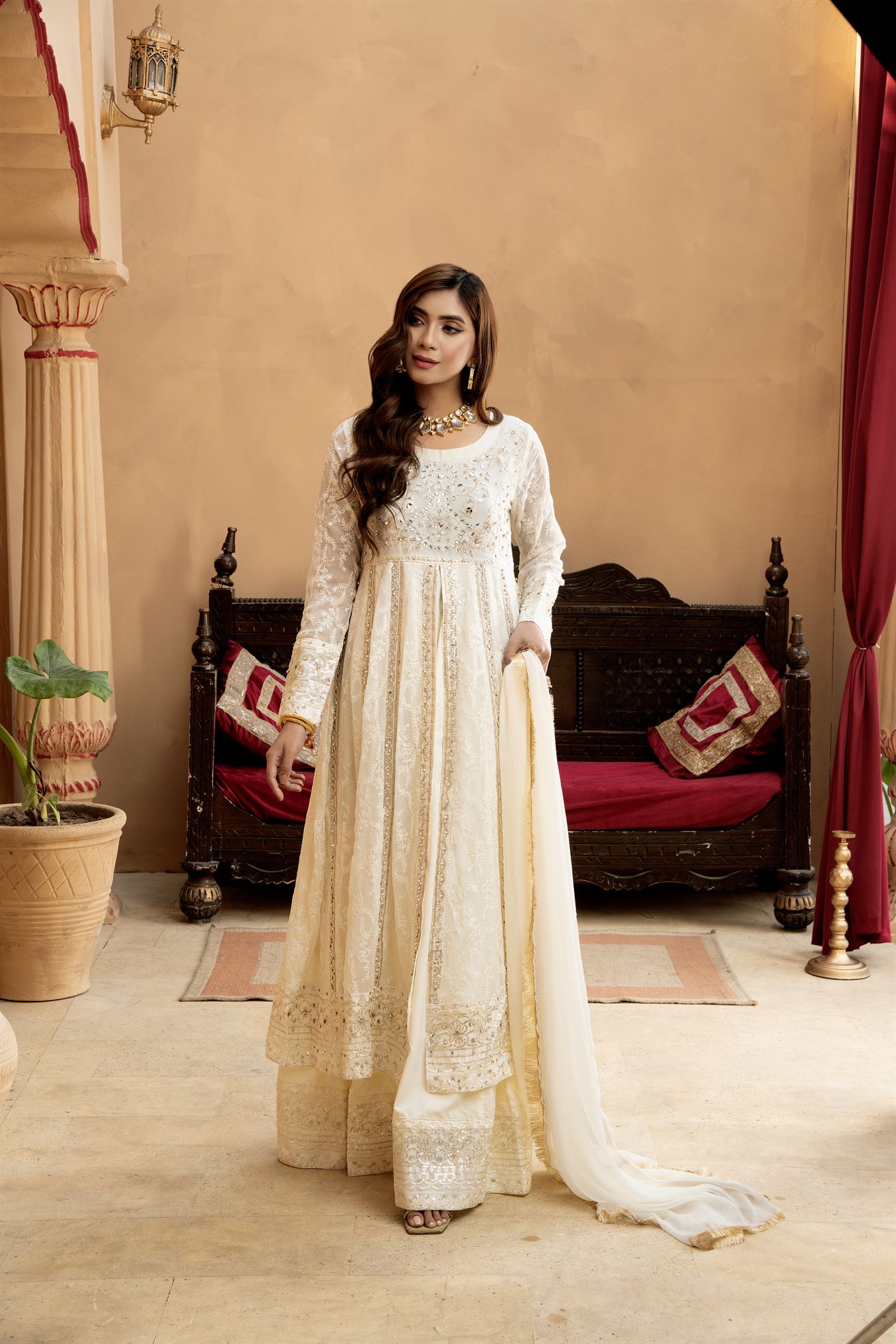 Pret Collection - Manahils - Safiyya - KURTI-B-007-OFF WHITE