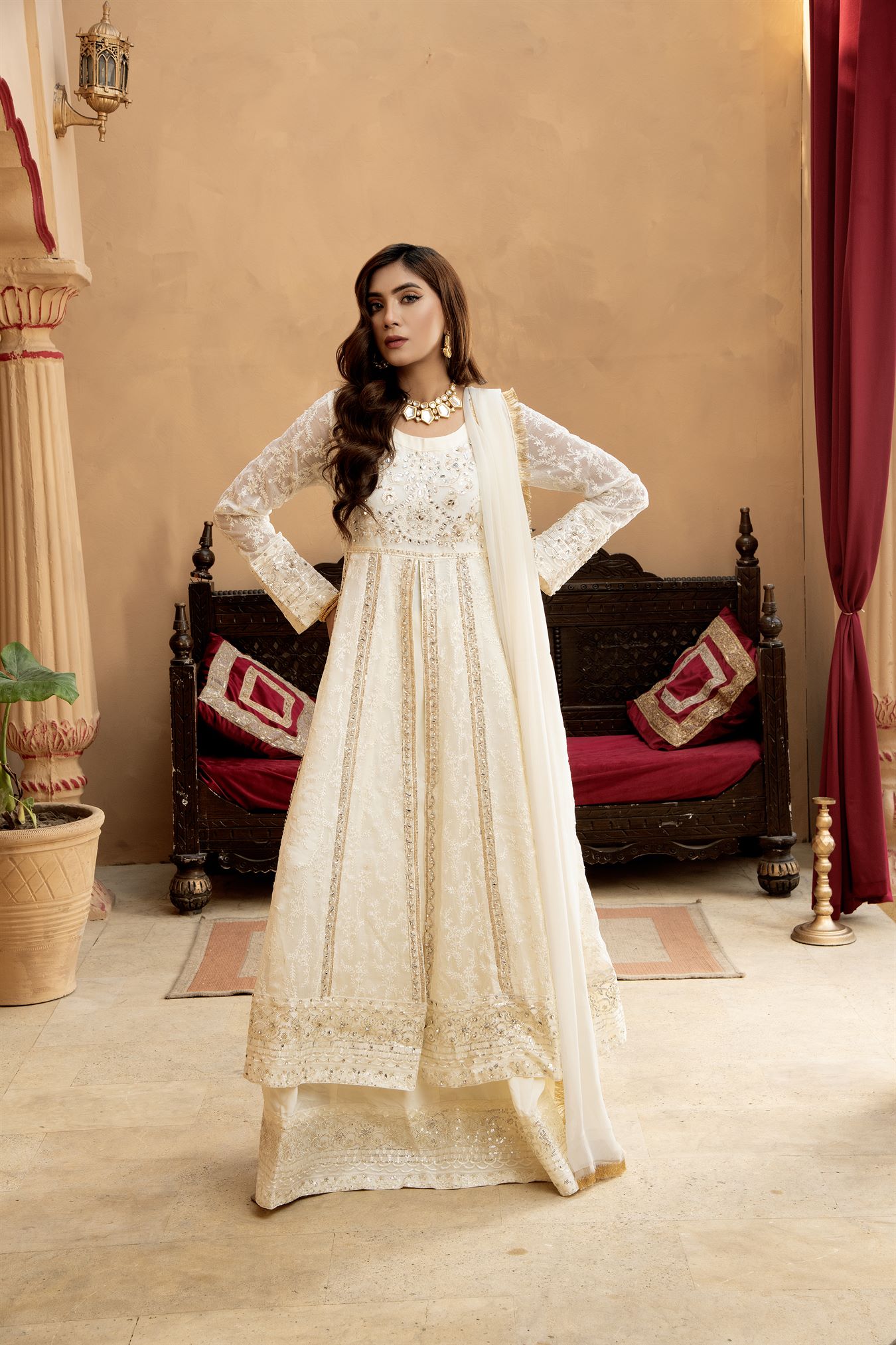 Pret Collection - Manahils - Safiyya - KURTI-B-007-OFF WHITE