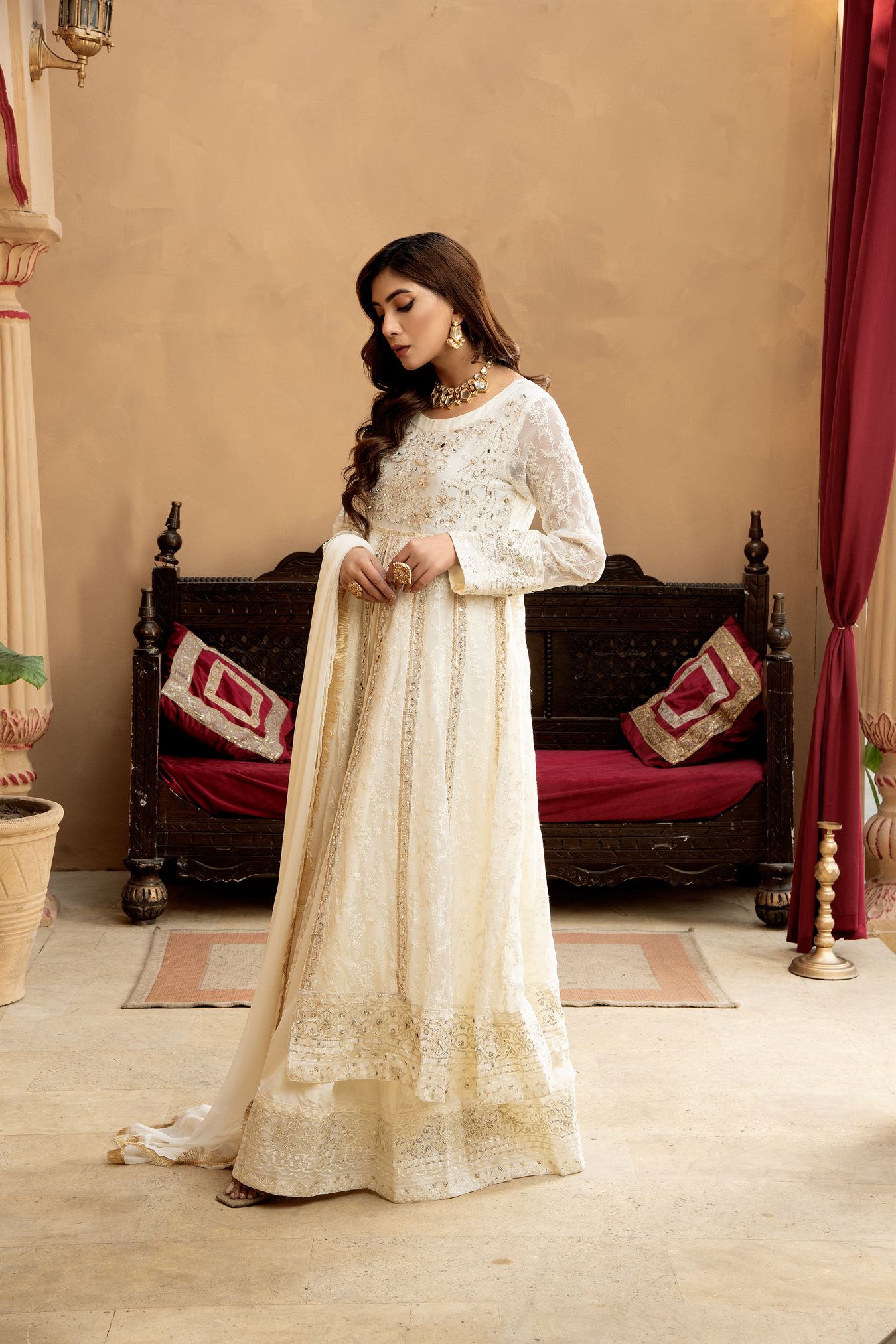 Pret Collection - Manahils - Safiyya - KURTI-B-007-OFF WHITE