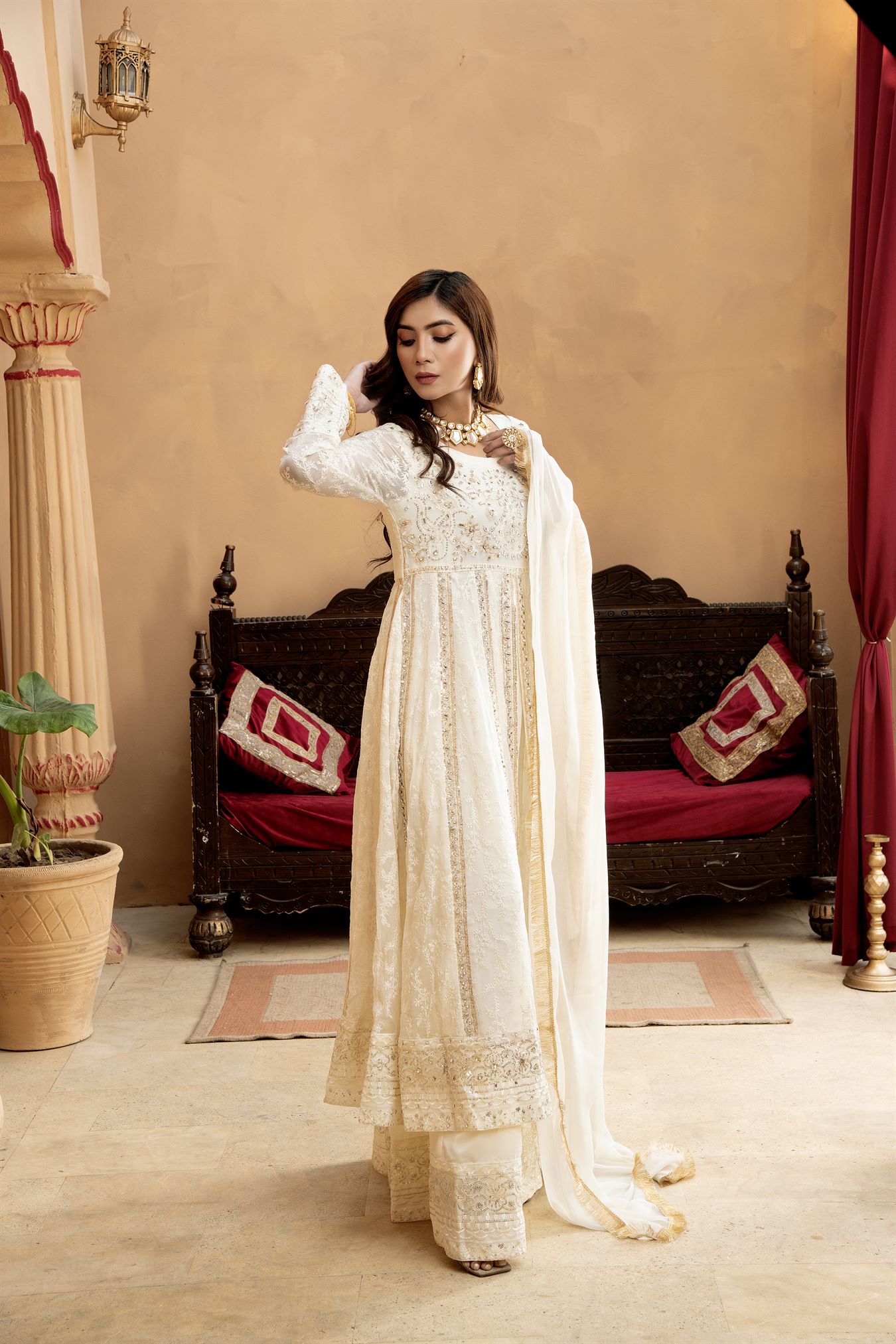 Pret Collection - Manahils - Safiyya - KURTI-B-007-OFF WHITE