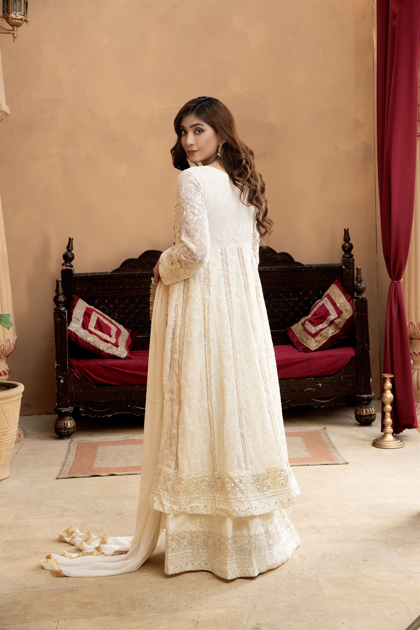 Pret Collection - Manahils - Safiyya - KURTI-B-007-OFF WHITE