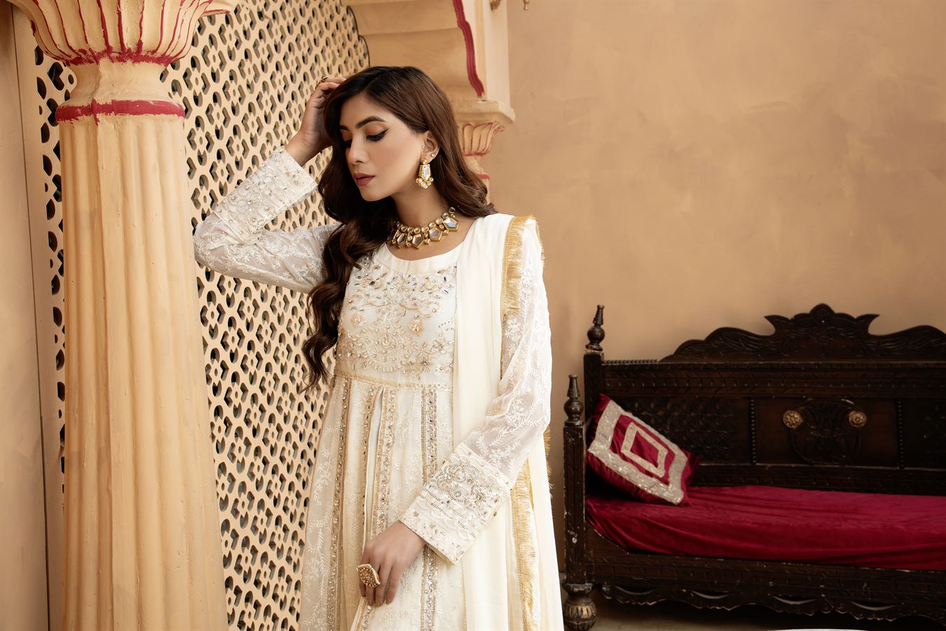 Pret Collection - Manahils - Safiyya - KURTI-B-007-OFF WHITE