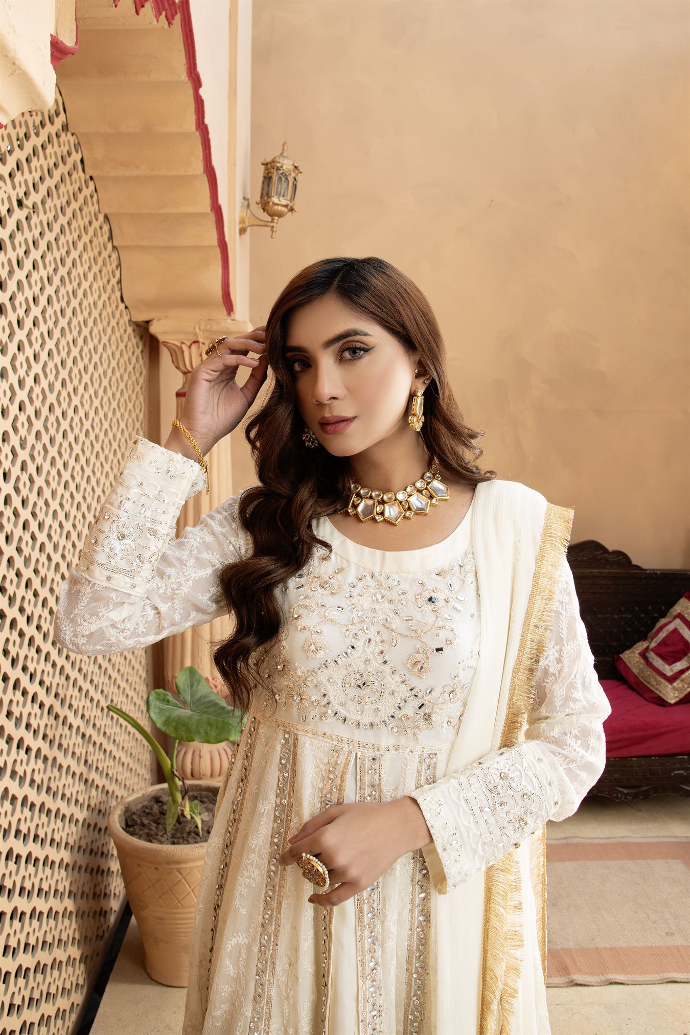 Pret Collection - Manahils - Safiyya - KURTI-B-007-OFF WHITE