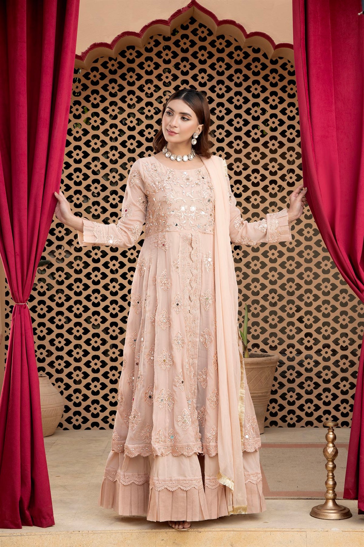 Pret Collection - Manahils - Jal Pari - KURTI-B-006-PEACH