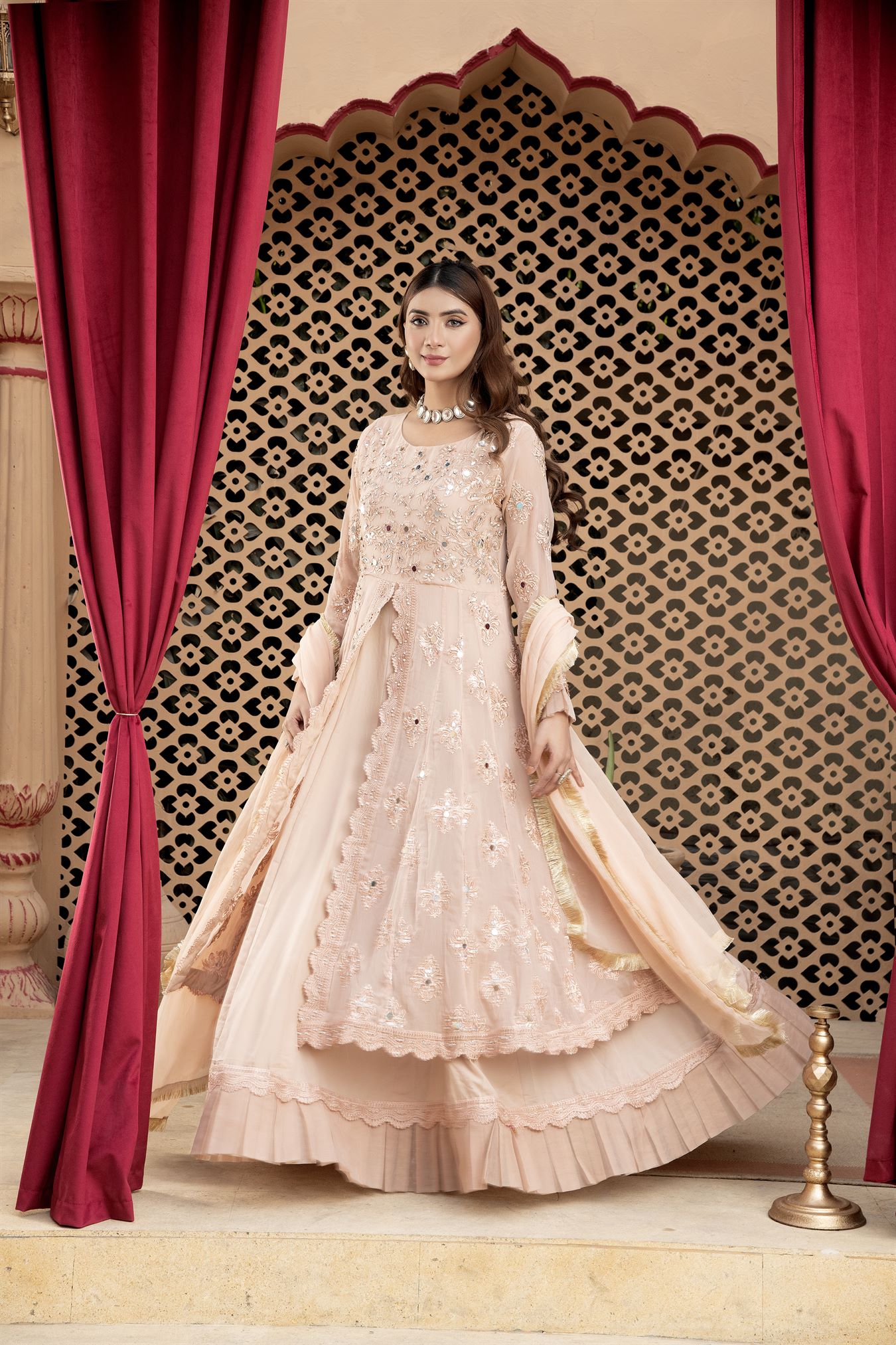 Pret Collection - Manahils - Jal Pari - KURTI-B-006-PEACH