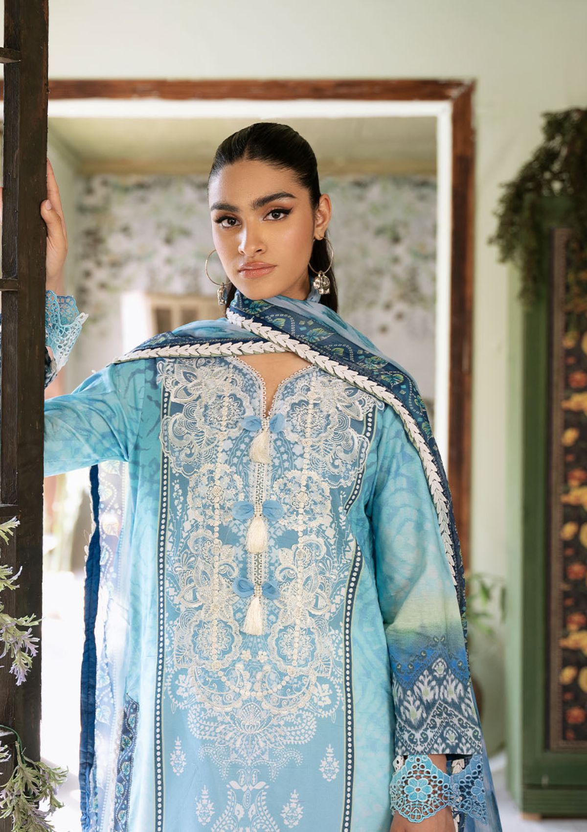 Lawn Collection - Roheenaz - Flora - Printed - RNP#1B - Azure