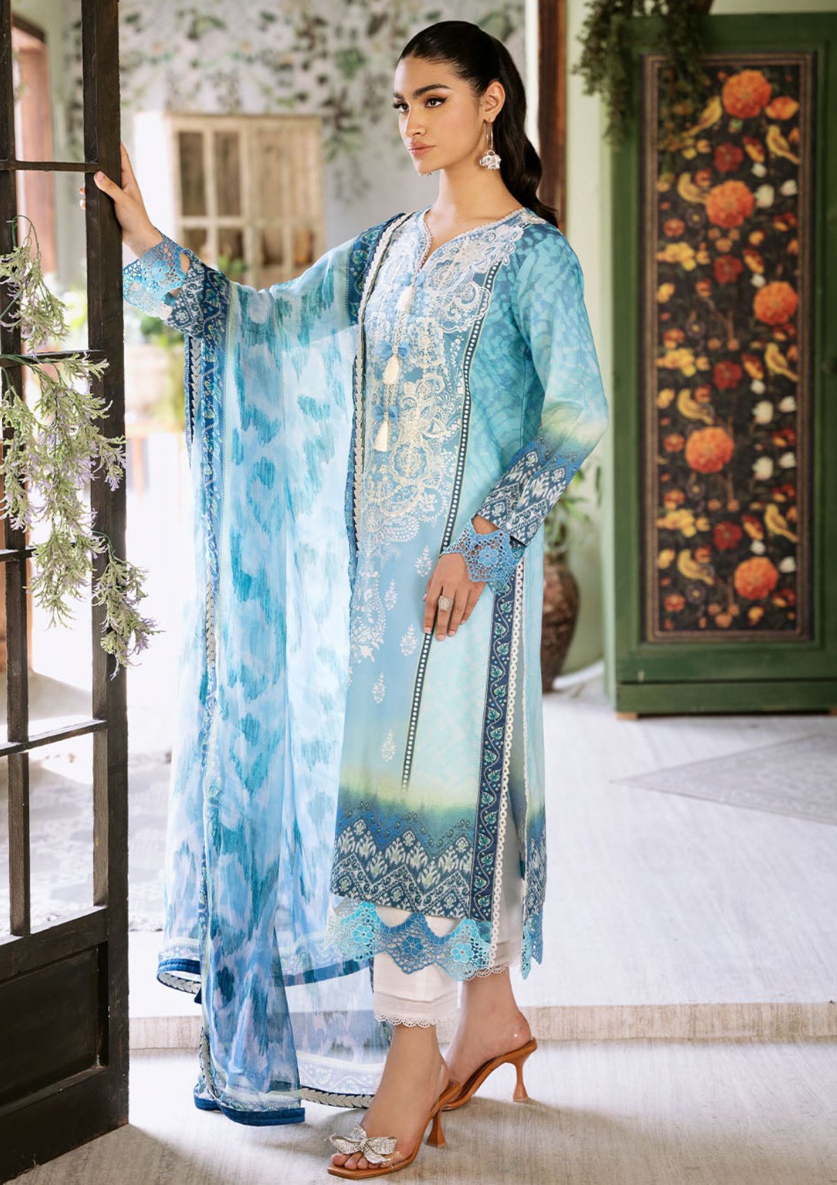 Lawn Collection - Roheenaz - Flora - Printed - RNP#1B - Azure