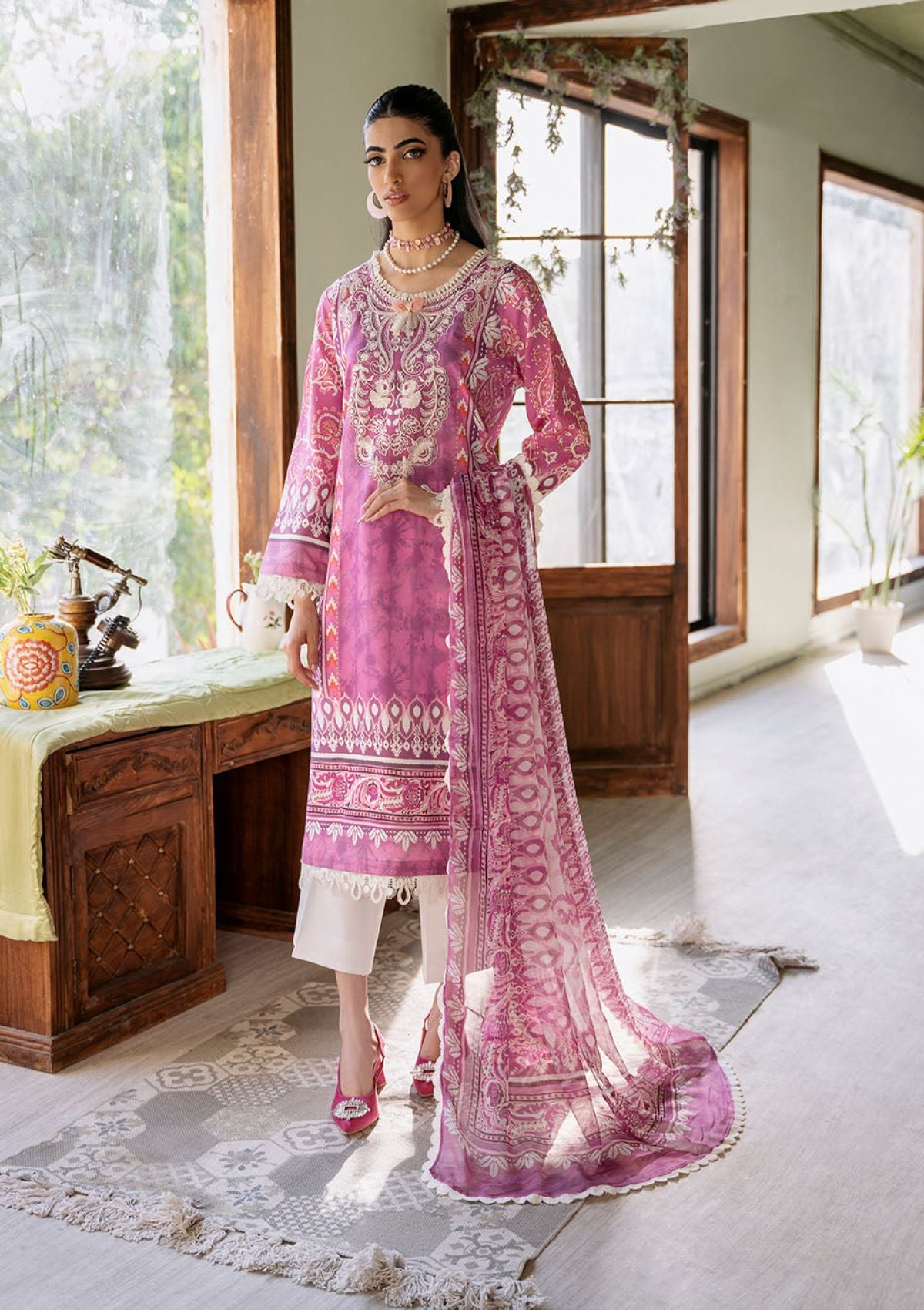 Lawn Collection - Roheenaz - Flora - Printed - RNP#2A - Amaranth